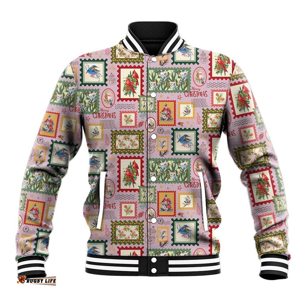 Aussie Birds Christmas La La Land Baseball Jacket Pink Vintage Stamp Edition LT9