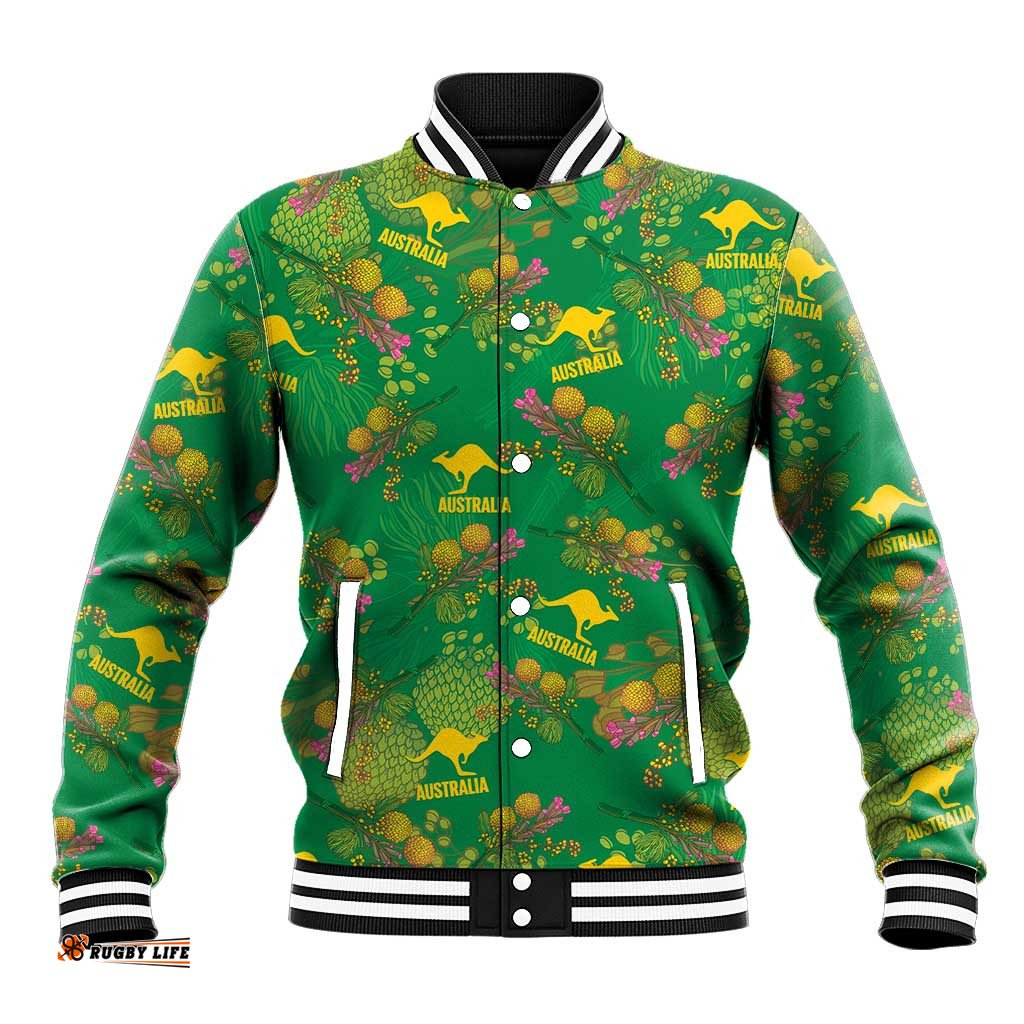 Australia Billy Buttons Baseball Jacket Aussie Pycnosorus Kangaroo Seamless Style LT14
