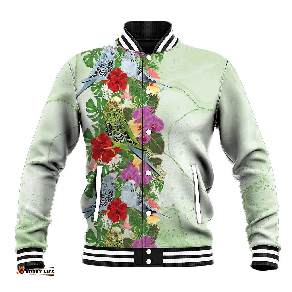 Aussie Budgies Blue And Green Tropical Birds Baseball Jacket LT9