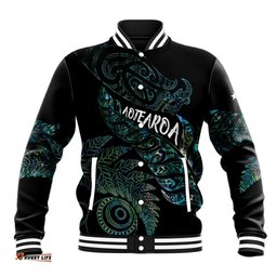 Aotearoa Personalized Lawn Bowls Maori Baseball Jacket New Zealand Paua Shell Tribal Silver Fern LT7