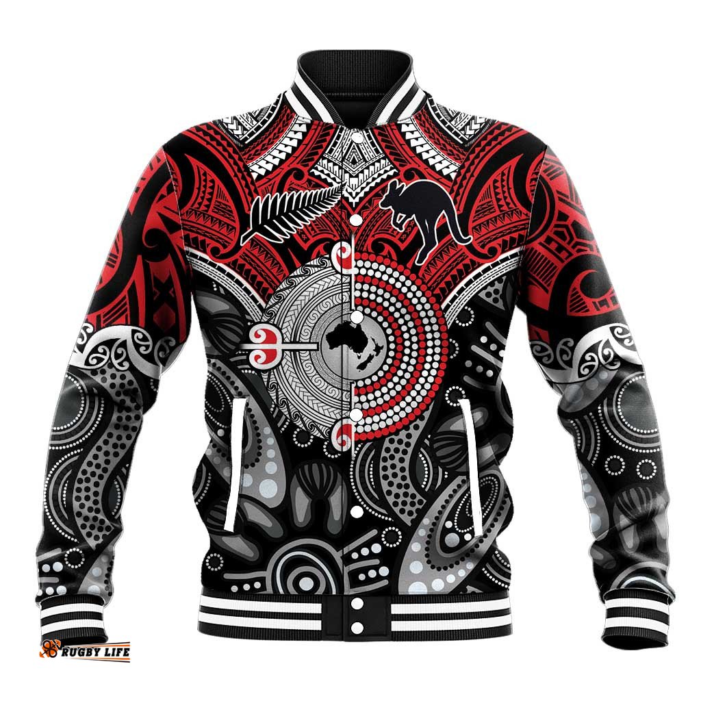 Aotearoa and Australia Baseball Jacket New Zealand Honour The Treaty Ake!Ake!Ake! LT9