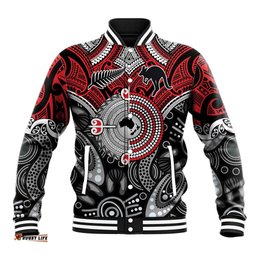 Aotearoa and Australia Baseball Jacket New Zealand Honour The Treaty Ake!Ake!Ake! LT9