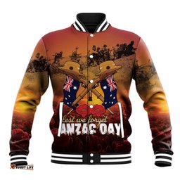 ANZAC Day Lest We Forget Baseball Jacket Australian Veterans Remembrance Tribute LT18