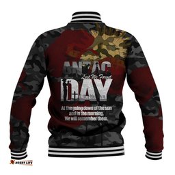 Australia ANZAC Day Baseball Jacket We Will Remember Them Poppy Camouflage LT14