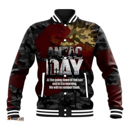 Australia ANZAC Day Baseball Jacket We Will Remember Them Poppy Camouflage LT14