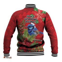 Aussie Superb Fairywren Bird Baseball Jacket Aboriginal Inspired Christmas LT9