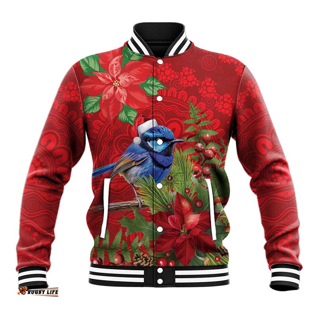 Aussie Superb Fairywren Bird Baseball Jacket Aboriginal Inspired Christmas LT9