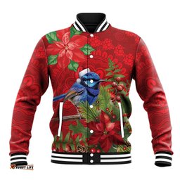 Aussie Superb Fairywren Bird Baseball Jacket Aboriginal Inspired Christmas LT9