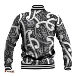 Aotearoa Maori Kowhaiwhai Baseball Jacket Kiwikiwi Puhoro and Patiki LT9