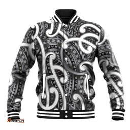 Aotearoa Maori Kowhaiwhai Baseball Jacket Kiwikiwi Puhoro and Patiki LT9
