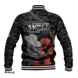 Australia 1915 Gallipoli ANZAC Baseball Jacket 111th Anniversary Army Boots And Slouch Hat LT14