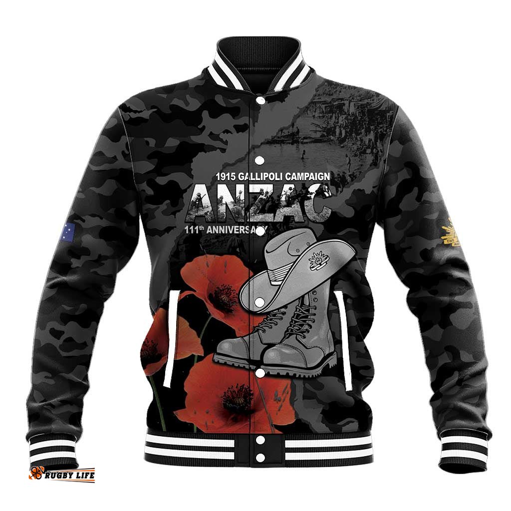 Australia 1915 Gallipoli ANZAC Baseball Jacket 111th Anniversary Army Boots And Slouch Hat LT14