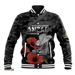 Australia 1915 Gallipoli ANZAC Baseball Jacket 111th Anniversary Army Boots And Slouch Hat LT14