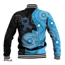 Australia Autism Awareness Month Baseball Jacket Indigenous Lizard With Blue Ribbon LT14