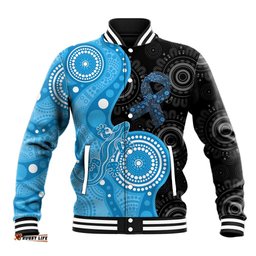 Australia Autism Awareness Month Baseball Jacket Indigenous Lizard With Blue Ribbon LT14