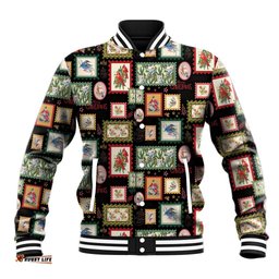 Aussie Birds Christmas La La Land Baseball Jacket Black Vintage Stamp Edition LT9
