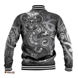 Aotearoa Maori Hei Tiki Baseball Jacket Kiwikiwi Kowhaiwhai Puhoro Motif LT9