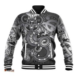 Aotearoa Maori Hei Tiki Baseball Jacket Kiwikiwi Kowhaiwhai Puhoro Motif LT9