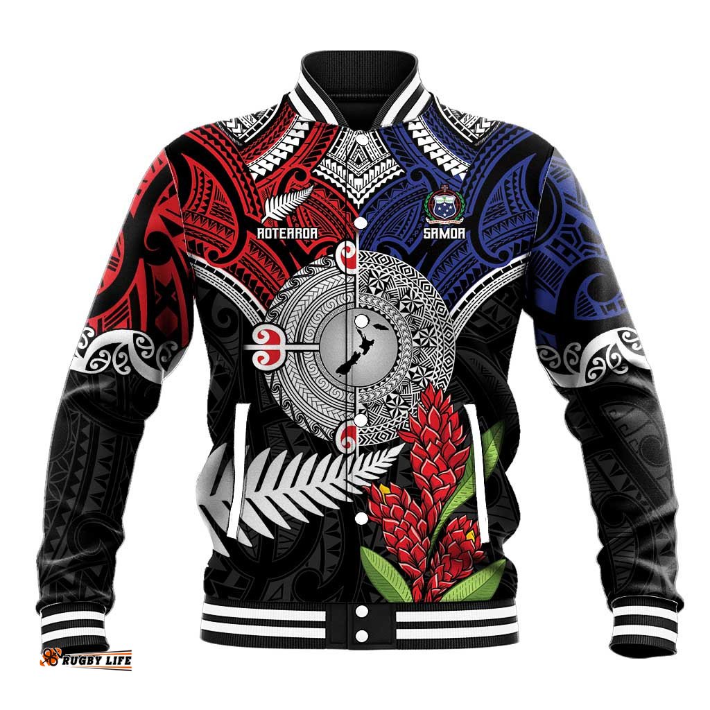 Aotearoa and Samoa Mo Te Tiriti Baseball Jacket Tangata Moana Stand with Tangata Whenua LT9