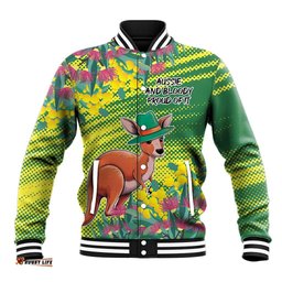 Aussie and Bloody Proud of It Baseball Jacket Happy Australia Day LT9