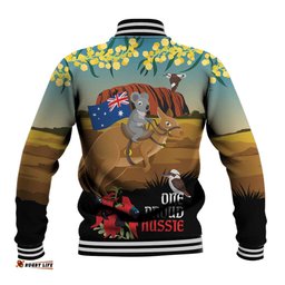 26 January One Proud Aussie Baseball Jacket Kangaroo and Koala Happy Australia Day LT9