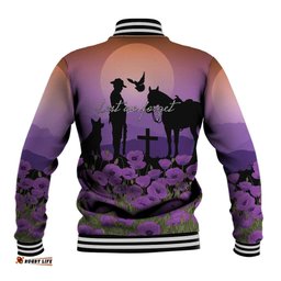 Australia ANZAC Animal Heroes Baseball Jacket Purple Poppies LT7