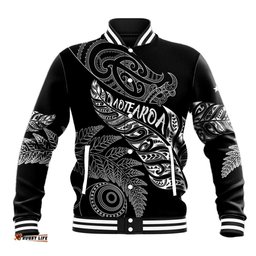 Aotearoa Personalized Lawn Bowls Maori Baseball Jacket New Zealand Black Tribal Silver Fern LT7