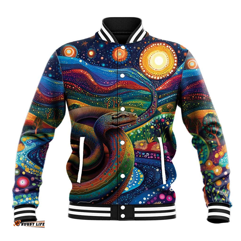 Aboriginal Dreamtime Rainbow Serpent Baseball Jacket LT9