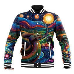 Aboriginal Dreamtime Rainbow Serpent Baseball Jacket LT9