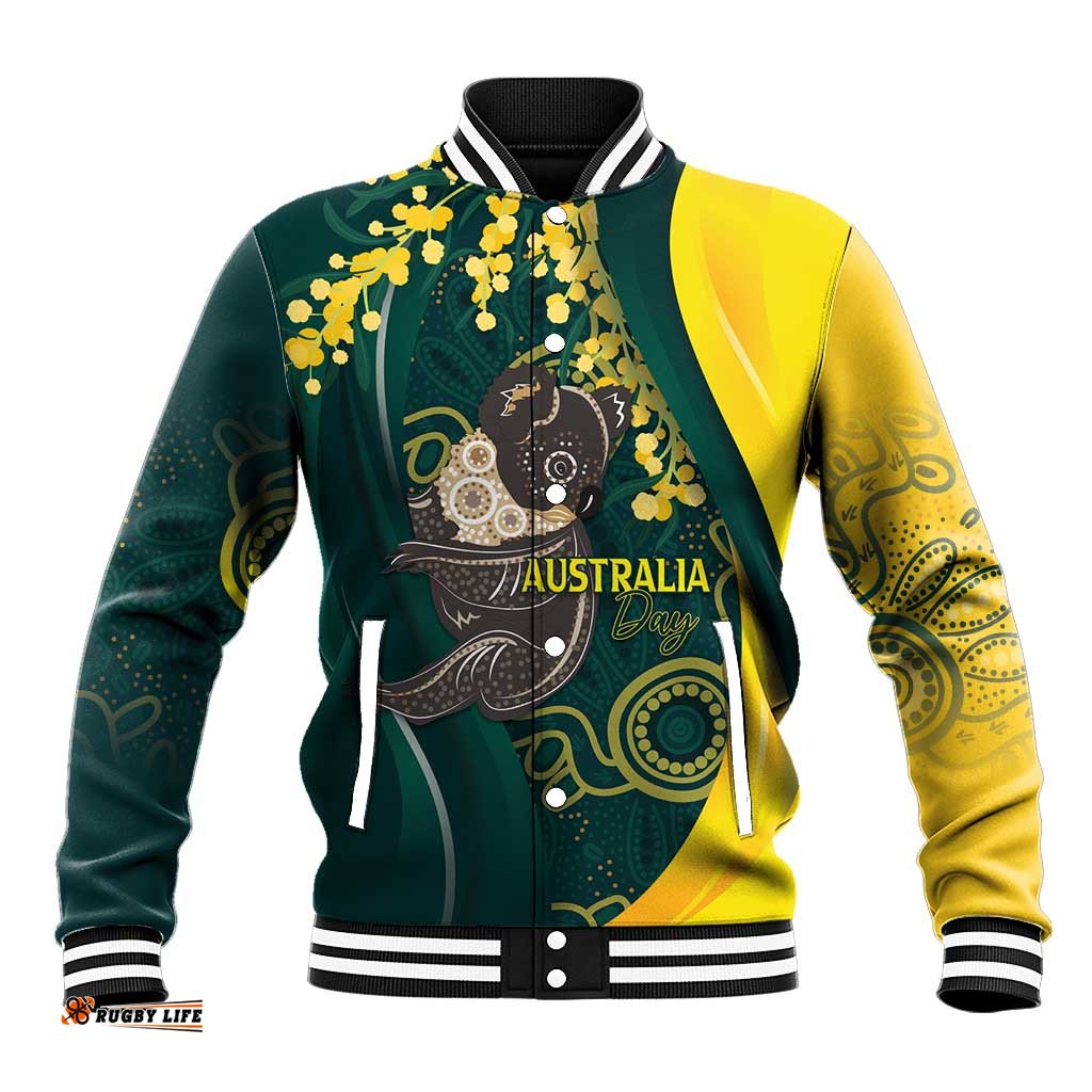 Australia Day Baseball Jacket Koala Aboriginal Art LT7