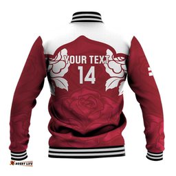 Custom England Rugby 2025 Baseball Jacket Go Champions Red Rose LT14