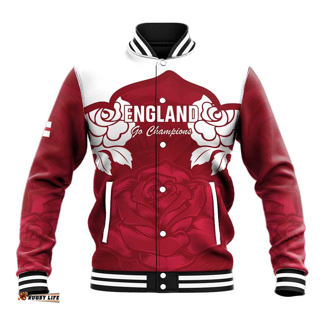 Custom England Rugby 2025 Baseball Jacket Go Champions Red Rose LT14