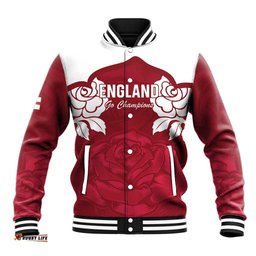 Custom England Rugby 2025 Baseball Jacket Go Champions Red Rose LT14
