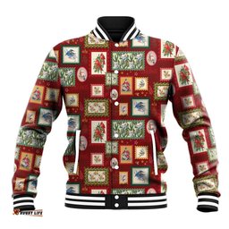 Aussie Birds Christmas La La Land Baseball Jacket Red Vintage Stamp Edition LT9