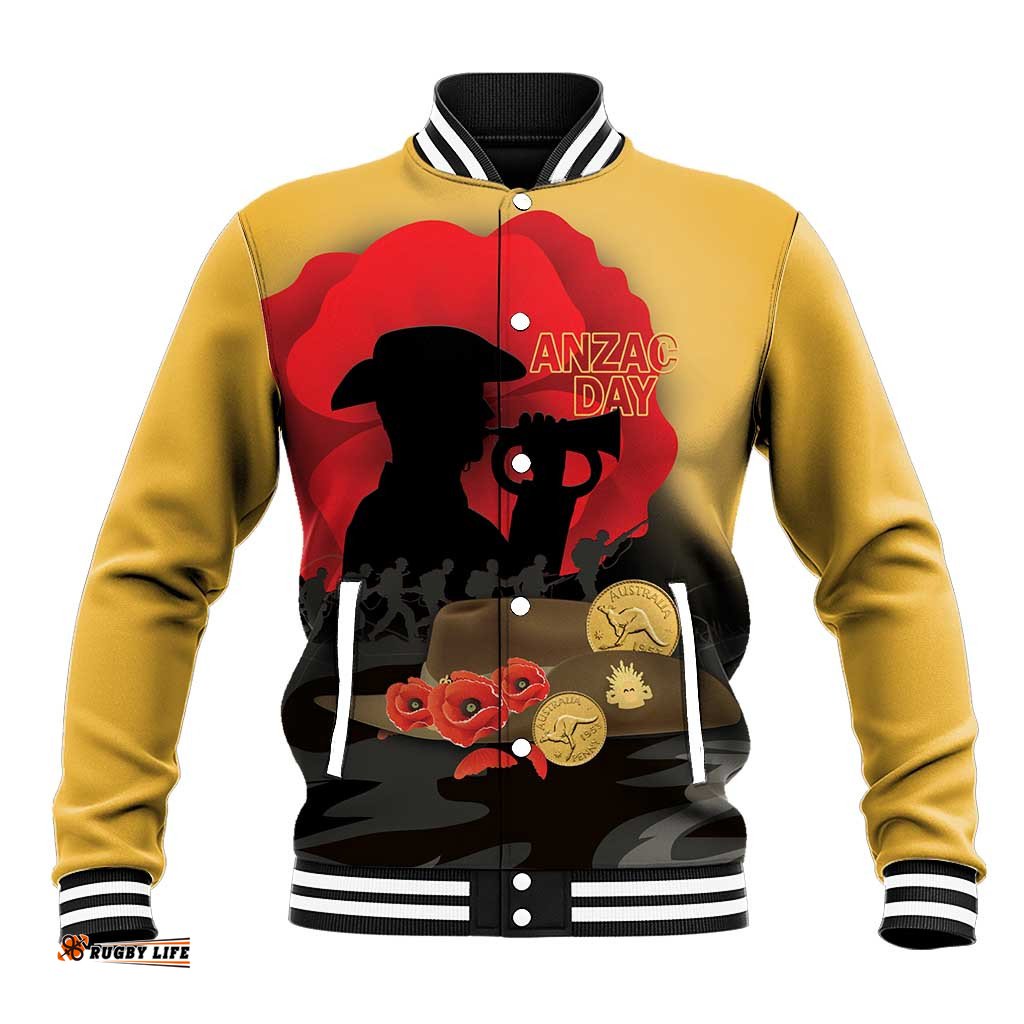 Australia Two-up Pennies ANZAC Day Baseball Jacket Slouch Hat Last Post With Poppy LT14