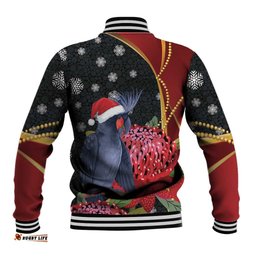 Australia Palm Cockatoo Christmas Baseball Jacket Probosciger Aterrimus Waratah Merry Chrissie LT14