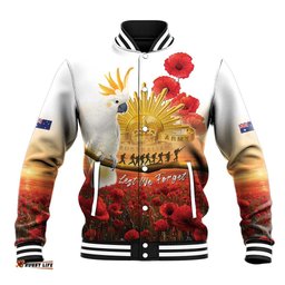 Australia Cockatoo ANZAC Day Baseball Jacket Lest We Forget LT05