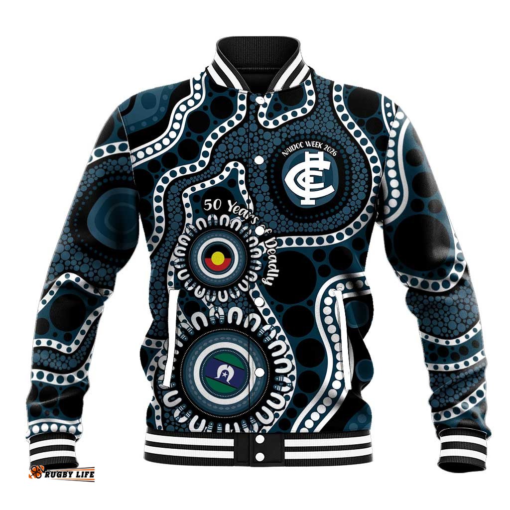 Carlton NAIDOC Week 2026 Personalised Baseball Jacket 50 Years of Deadly Aboriginal Art LT14