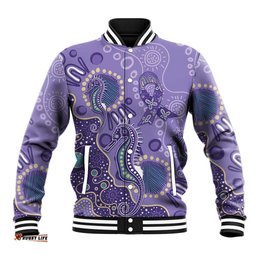 Australia Epilepsy Awareness Baseball Jacket Aboriginal Purple Ribbon with Seahorse LT7