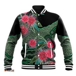 Australia Hakea Baseball Jacket Aussie Native Flowers Indigenous Art LT14
