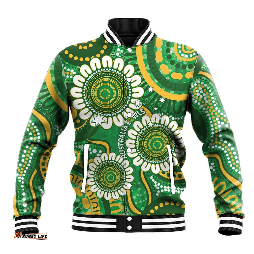 Bowls Australia Custom Baseball Jacket Aboriginal Art National Color LT14