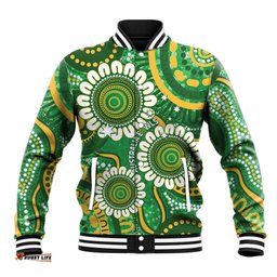 Bowls Australia Custom Baseball Jacket Aboriginal Art National Color LT14