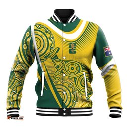Australia Custom Indigenous Baseball Jacket WC2026 Socceroos Aboriginal Arts LT7