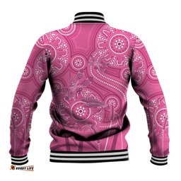 Australia Indigenous Pink Month Baseball Jacket Breast Cancer Aboriginal Dragonflies Ribbon LT14