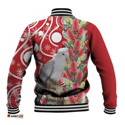 Blue Galah Mutation Christmas Australia Baseball Jacket Falalalala Galalah Bottlebrush Red Aboriginal Art LT14