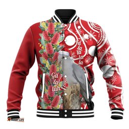 Blue Galah Mutation Christmas Australia Baseball Jacket Falalalala Galalah Bottlebrush Red Aboriginal Art LT14