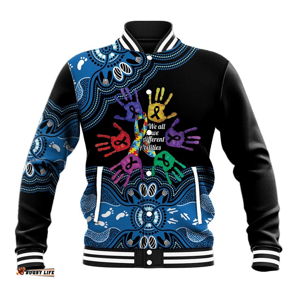 Autism Awareness Australia Indigenous Baseball Jacket We All Have Different Abilities LT14