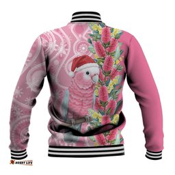 Australia Pink Galah Christmas Baseball Jacket Falalalala Galalah Bottlebrush Aboriginal Art LT14