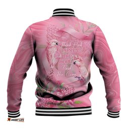 Australia Breast Cancer Awareness Baseball Jacket Think Pink Cockatoos Ribbon LT14