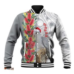 Blue Galah Mutation Christmas Australia Baseball Jacket Falalalala Galalah Bottlebrush Grey Aboriginal Art LT14
